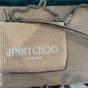 Jimmy Choo Beige Woven Crossbody Bag